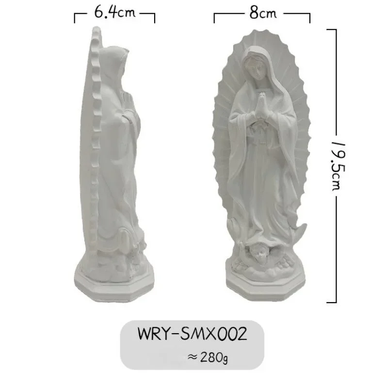 Adorno Virgen María en resina (color gris)