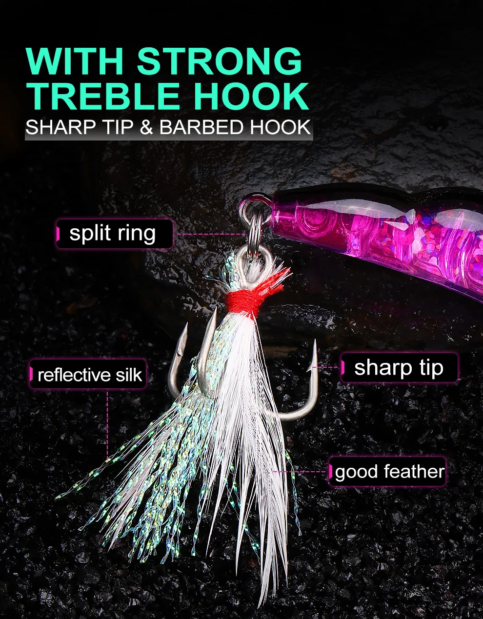 Weihe Señuelo Camarón – Minnow de Hundimiento Lento con Gancho de Pluma - imagen 5