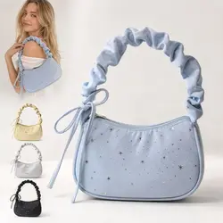 Bolso bandolera redondo plisado estampado estrellas gran capacidad