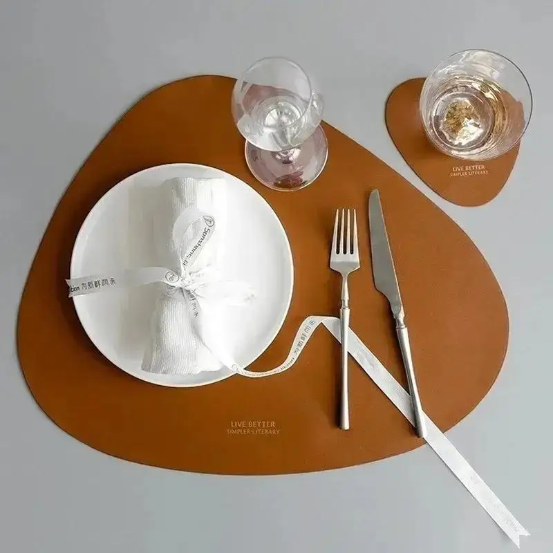 Mantel individual de cuero PU aislante antideslizante para mesa