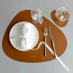 Mantel individual de cuero PU aislante antideslizante para mesa