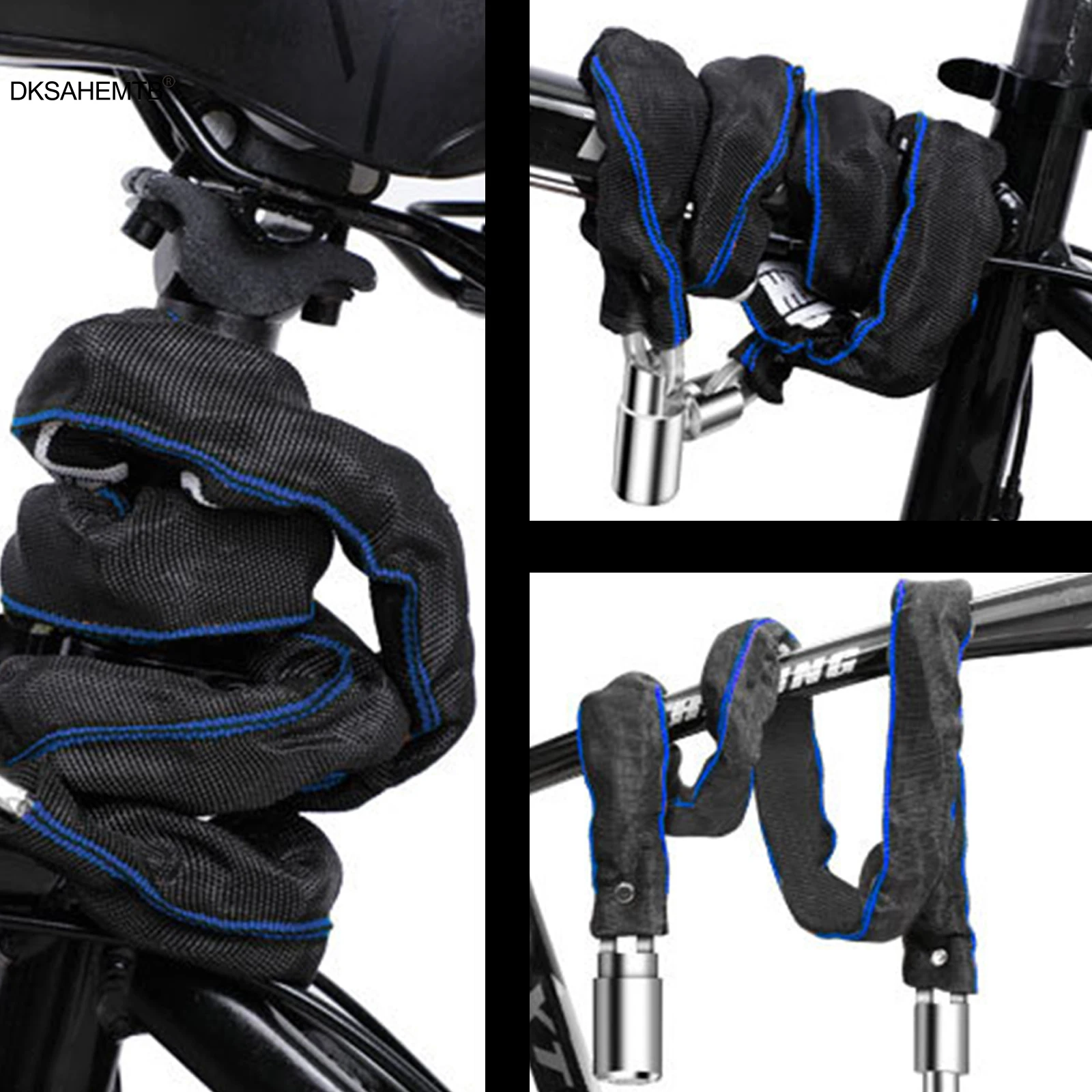 Candado de cadena para moto con cable de seguridad y llaves - imagen 4