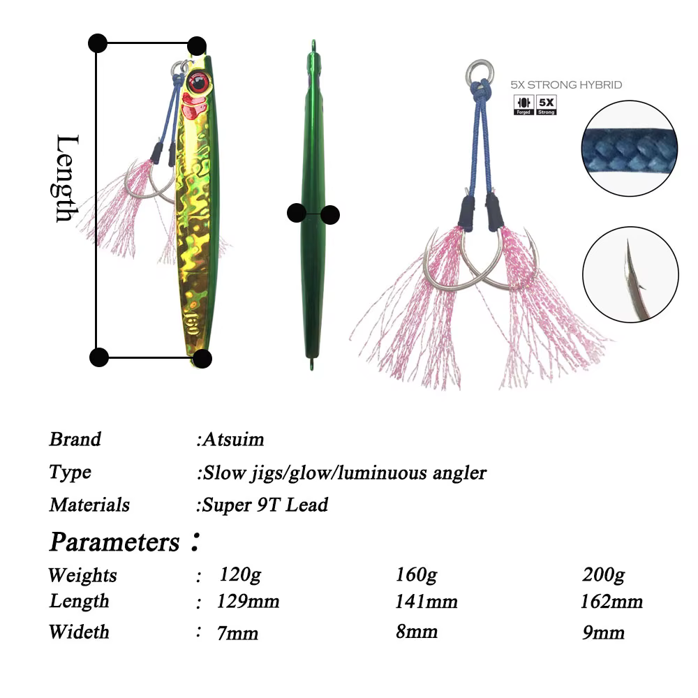 AS Slow Jig Lure – Señuelo de metal de hundimiento lento para barco - imagen 3