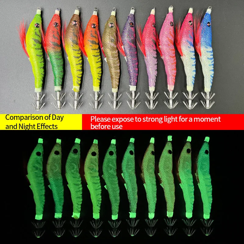 Anzuelo calamar Wood Shrimp Lightning UV reflectante para sepias - imagen 3