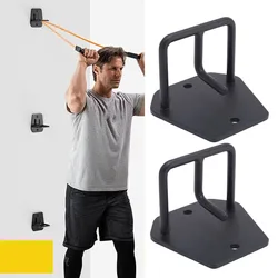 Anclajes de pared negros para bandas de ejercicio, acero al carbono
