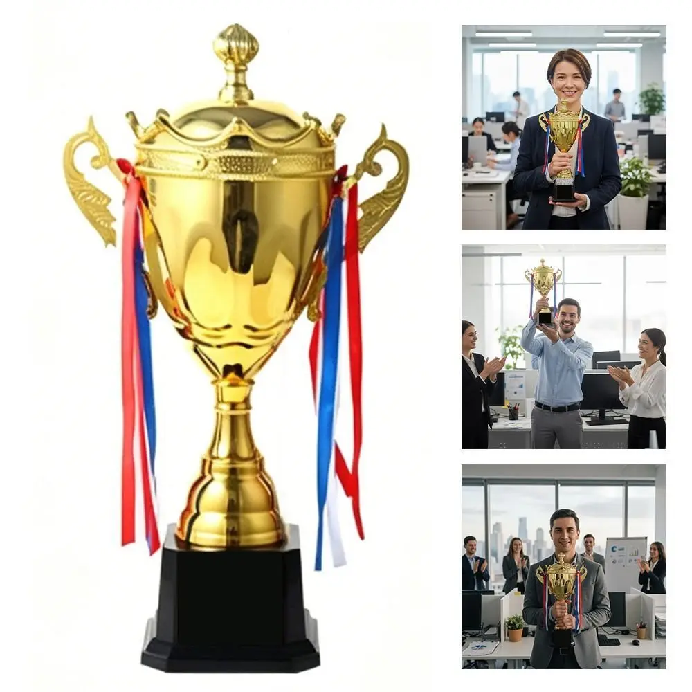Trofeo dorado de premio con tapa grande escultura para ganadores - imagen 5