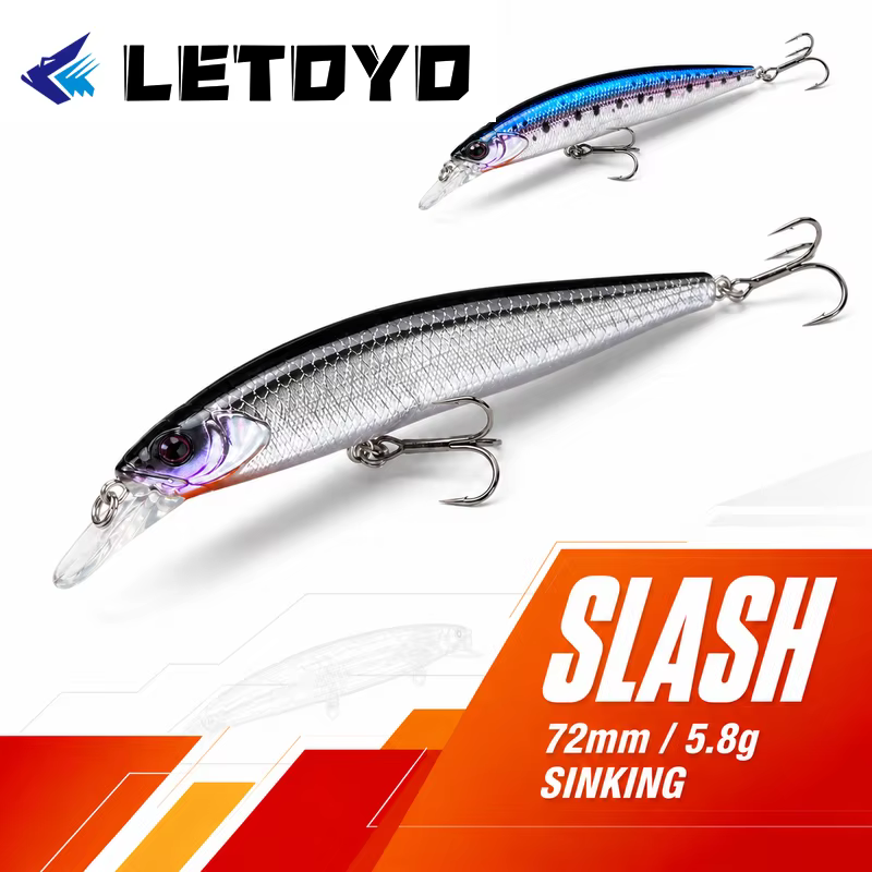 LETOYO Long Lip Minnow Jerkbait de hundimiento – para trucha - imagen 2