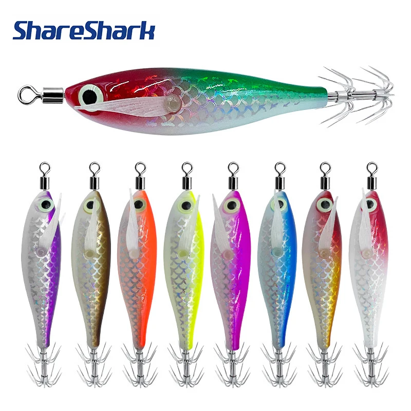 ShareShark Señuelo de calamar luminoso con anzuelo para sepias