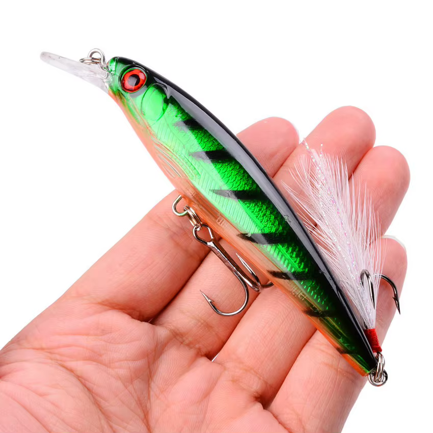 Señuelo Biónico Pececillo Aorace con ojos 3D y anzuelo triple de plumas - imagen 3