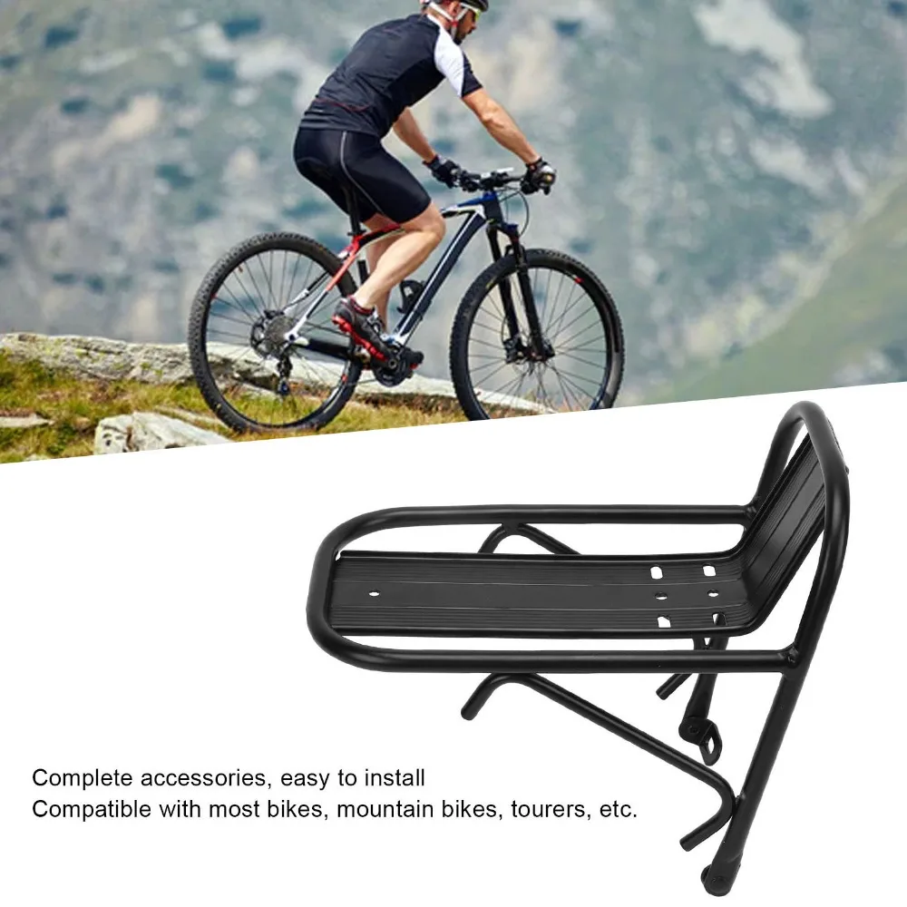 Portabultos delantero bicicleta aluminio frenos V y disco negro - imagen 2