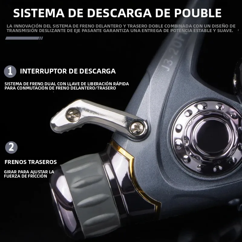 Carrete giratorio DEUKIO Double Drag para carpa en agua dulce - imagen 5