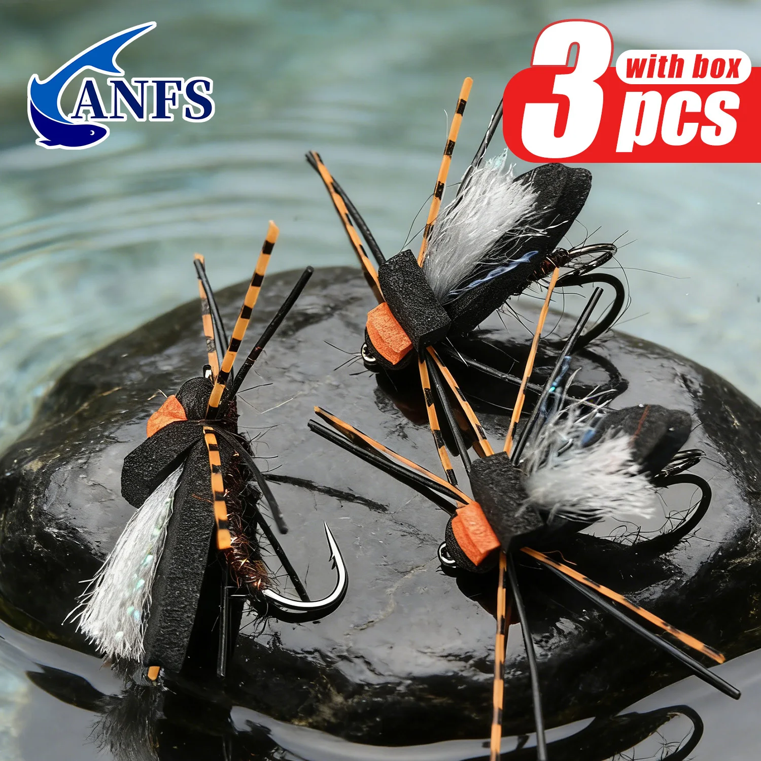 Moscas de espuma Savage Cicada ANFS – Negras talla 8 para pesca a mosca - imagen 3