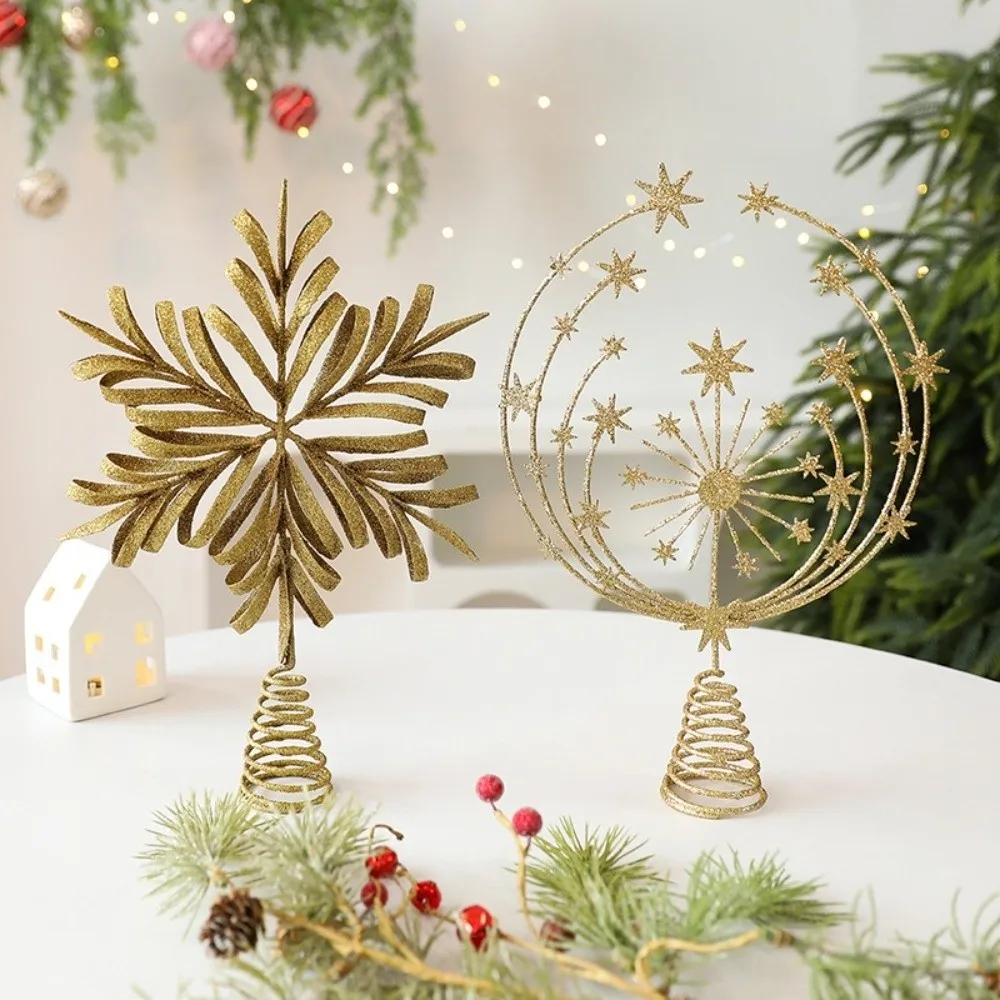 Adorno estrella árbol de Navidad hierro con brillantina hueco - imagen 3