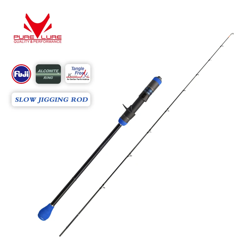 PURELURE Caña Jigging Lento 1,90 m - Punta sólida, agua salada