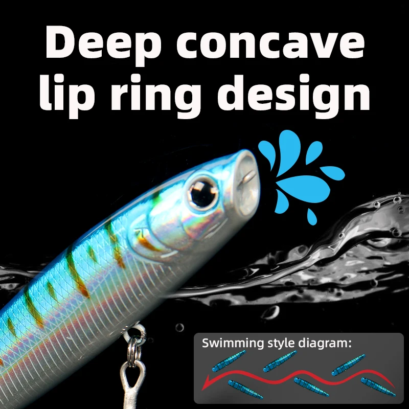 Popper flotante LETOYO – Señuelo lápiz duro Topwater para lubina - imagen 5