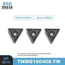 UP6210 TNMG160408 — Plaquitas de carburo para torneado de acero/hierro