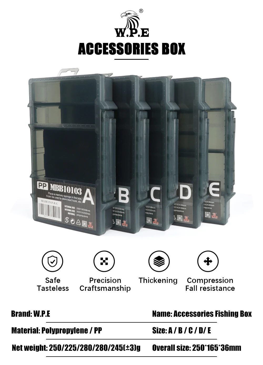 Caja de señuelos de pesca con compartimentos