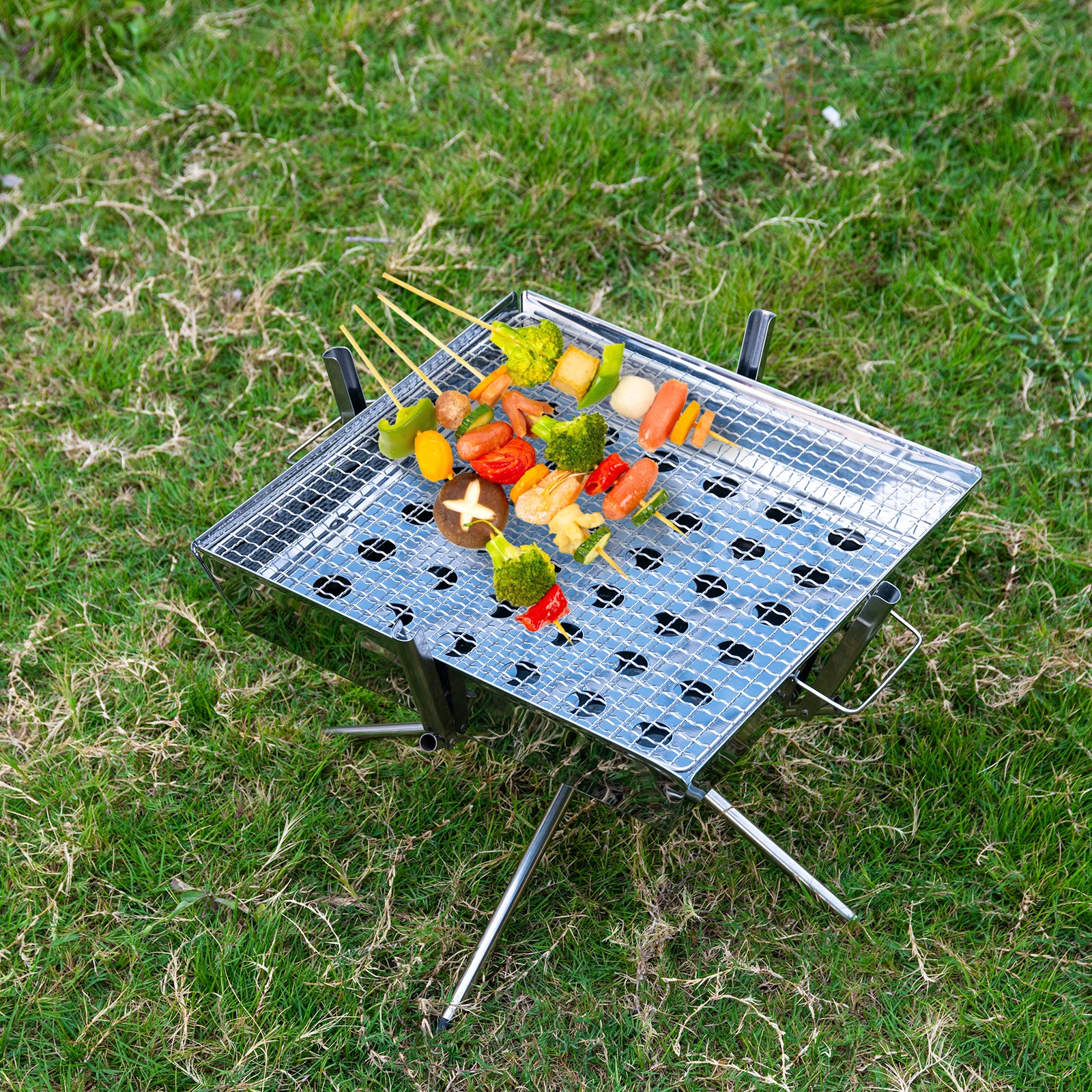 Parrilla plegable de acero inoxidable para barbacoa y camping - imagen 5