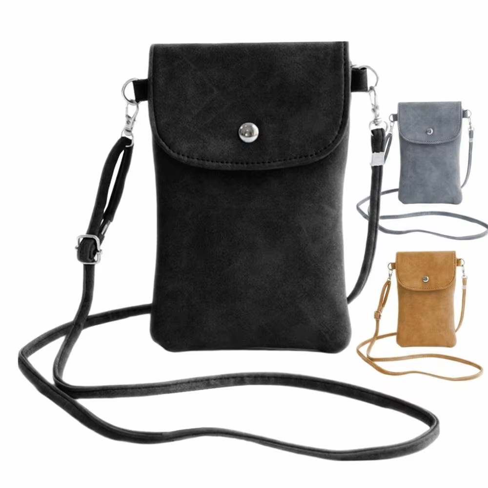 Bolso bandolera para móvil de cuero PU con acabado de gamuza - imagen 5