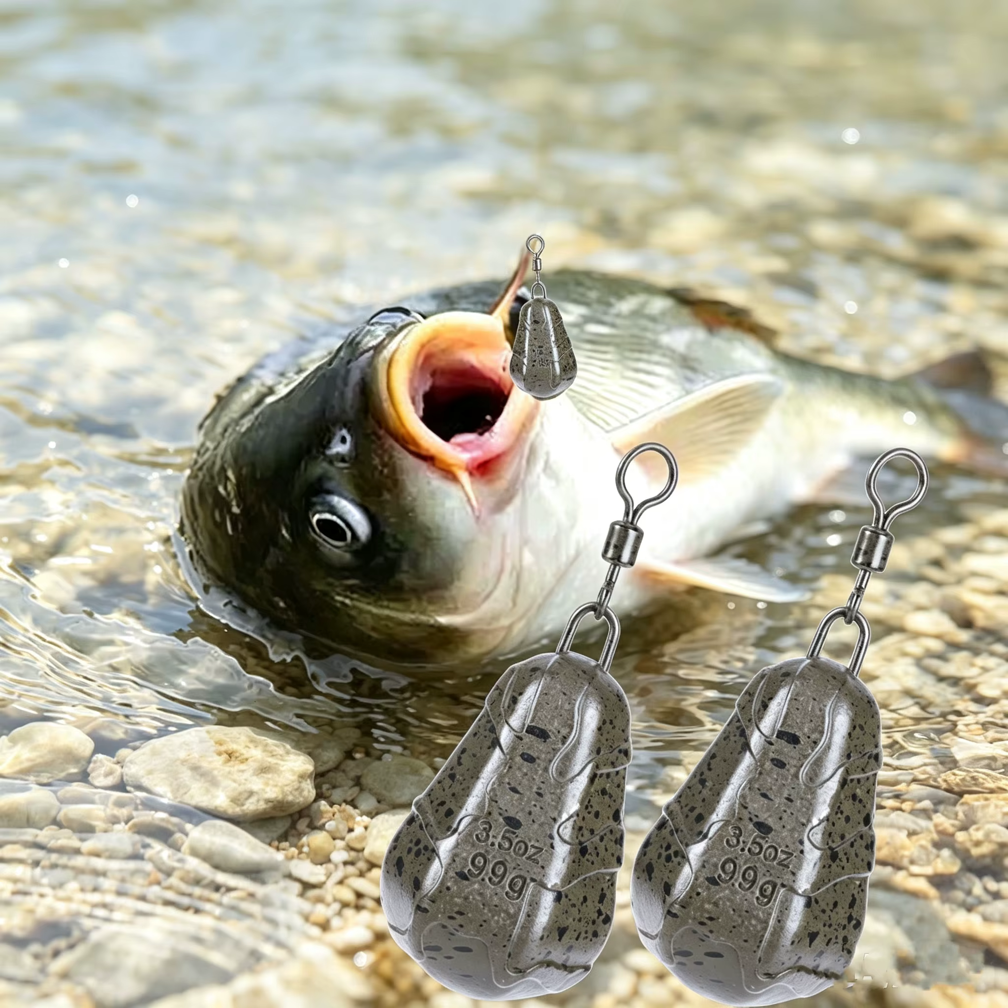 Plomo de pesca con acabado y forma de diamante