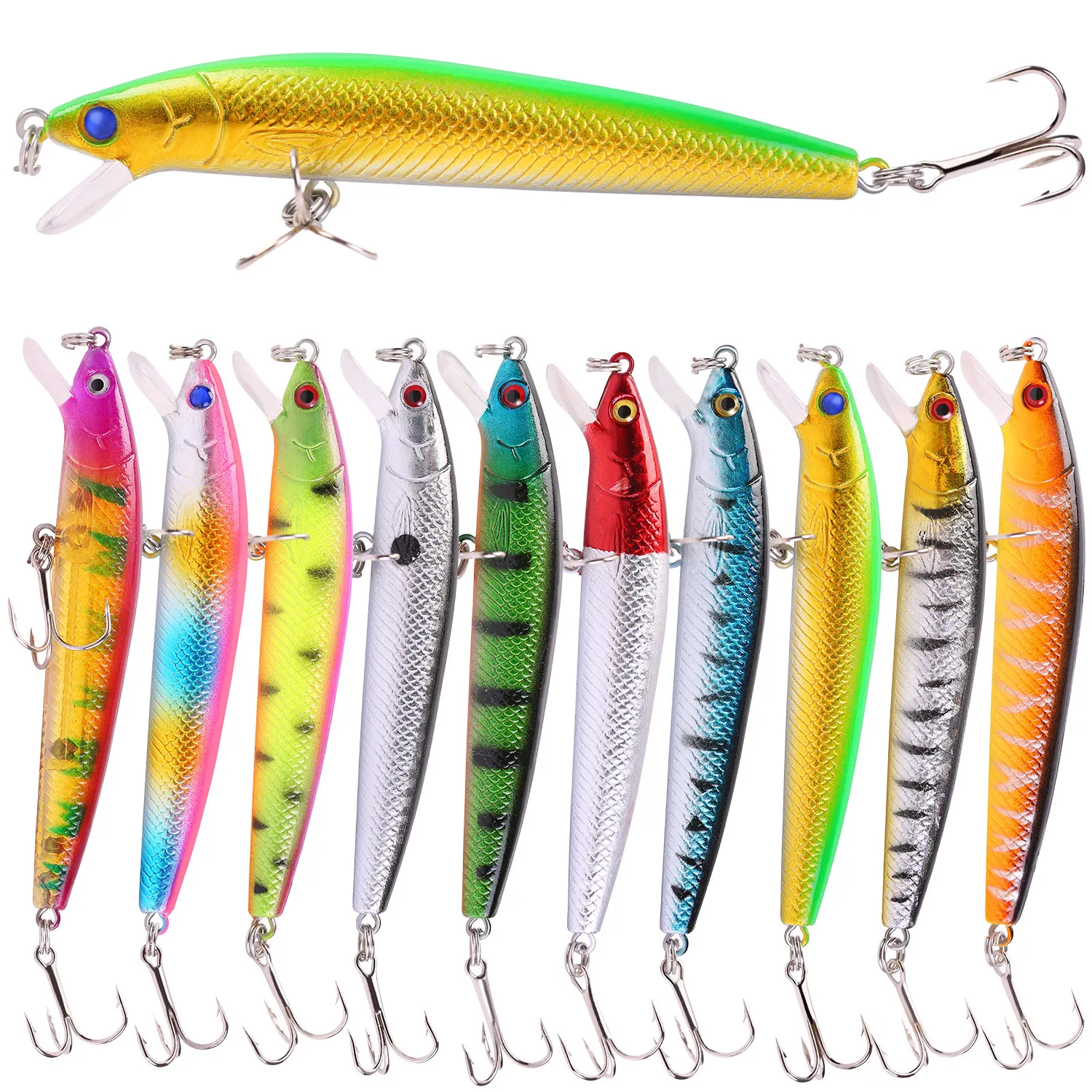 Set completo de 10 señuelos Sougayilang Minnow en distintos colores