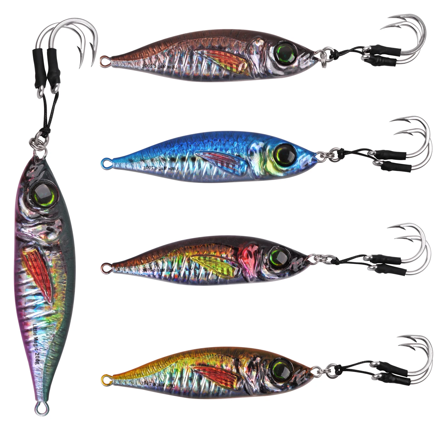 Señuelo de jigging lento con recubrimiento láser 3D y abdomen fluorescente