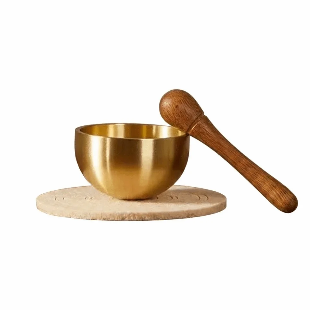 Cuenco tibetano portátil de sonido curativo con palo para mindfulness