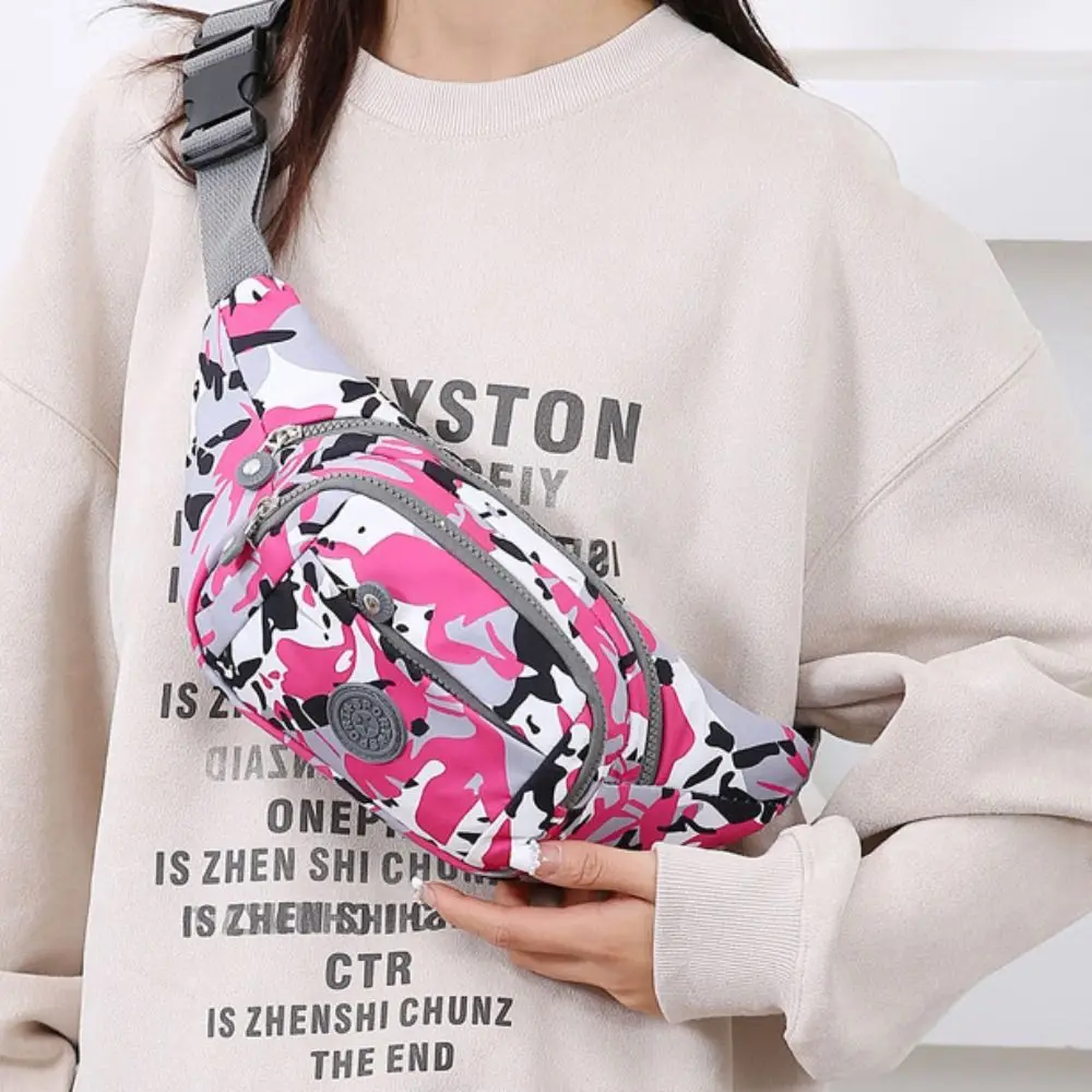 Riñonera impermeable floral con múltiples bolsillos y cartera nylon - imagen 2