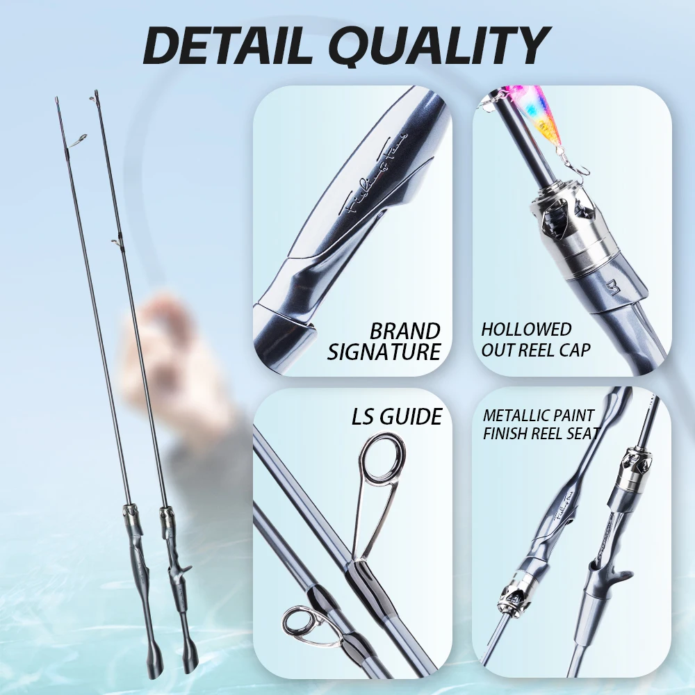 Caña de spinning ultraligera FishingFANS XS punta sólida de carbono - imagen 4