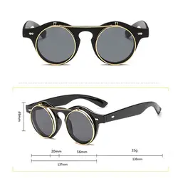 Gafas de sol pesca Retro montura redonda tapa abatible doble capa
