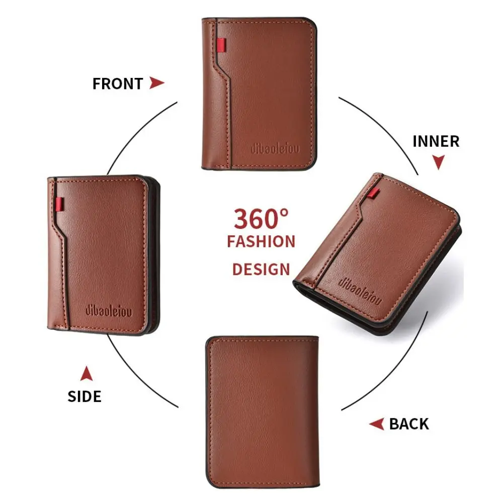 Cartera minimalista para hombre de piel sintética con varios bolsillos - imagen 4