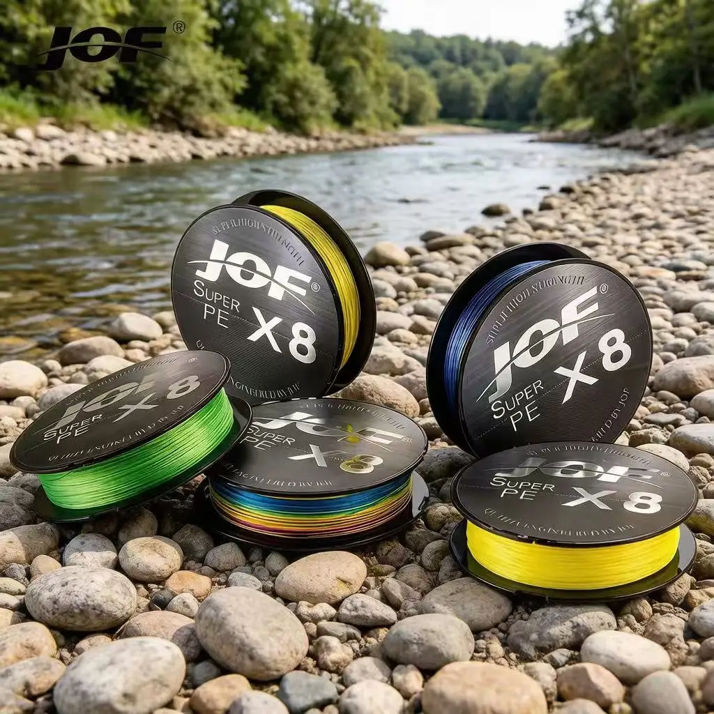 Línea de pesca trenzada JOF x8 Stander con carrete y colores disponibles
