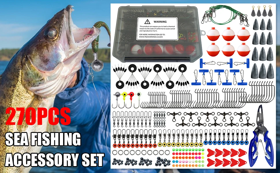 Kit de aparejos y flotadores organizados