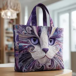 Bolso tote de lona para mujer con estampado vintage y gran capacidad