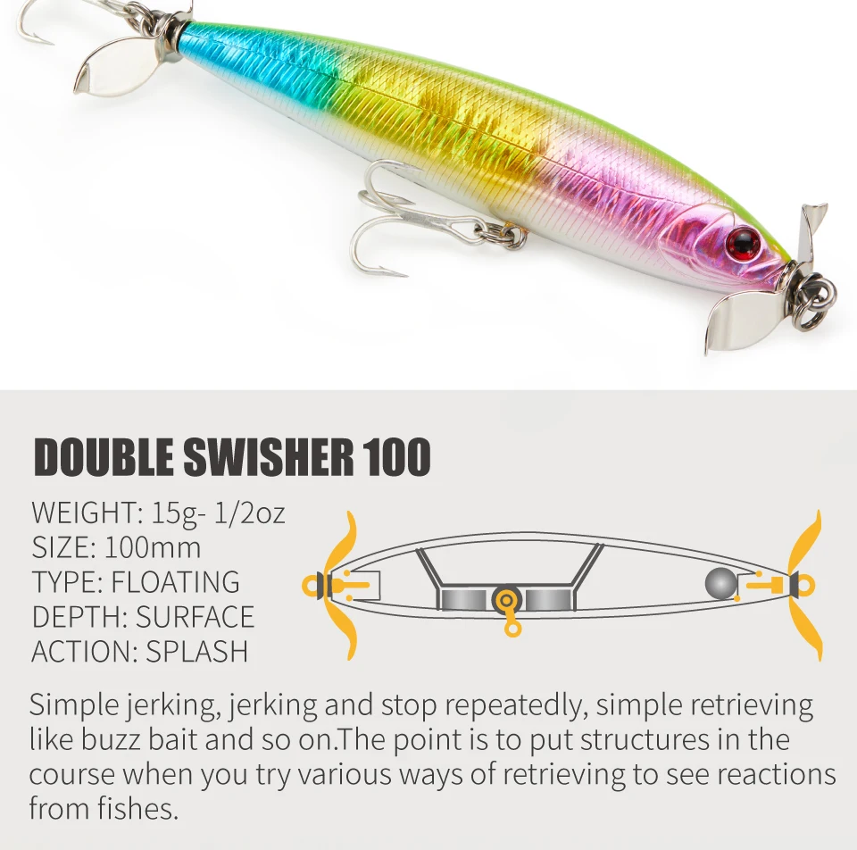Cebo duro topwater con acabado visible