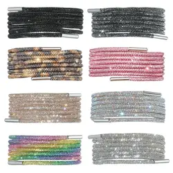 Cordones redondos arcoíris imitación diamante para zapatillas