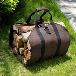 Bolsa de lona para leña – Gran capacidad y transporte cómodo