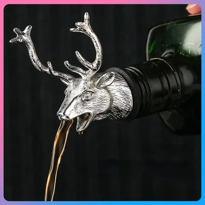 Tapón Dispensador de Vino y Aceite en Aleación de Zinc con Cabeza de Ciervo - imagen 5