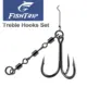 Anzuelos triples negros FishTrip con esmerillón giratorio para vinilo