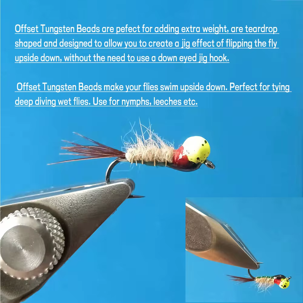 WIFREO Cuentas de tungsteno compensadas Jig gota para atado moscas - imagen 3