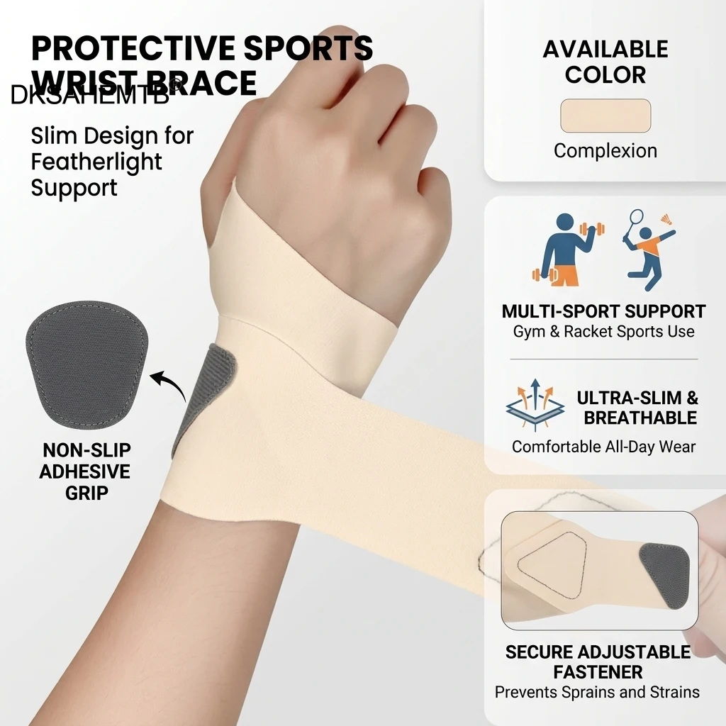 Muñequera transpirable de compresión ajustable, protección deportiva - imagen 4