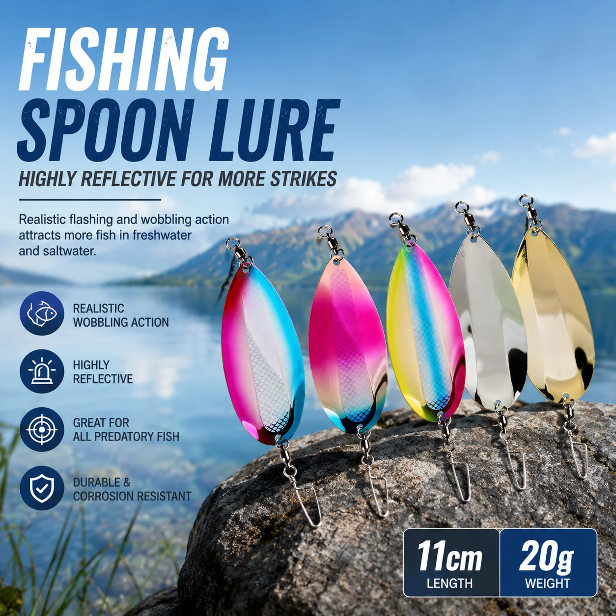 FISHINGFANS señuelos cuchara Jet Dodgers de acero inoxidable trolling - imagen 5