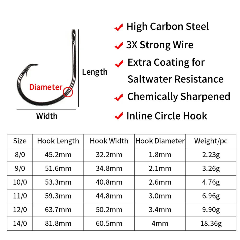 Anzuelos Circle Hook 3X Acero Carbono para Big Game - imagen 4