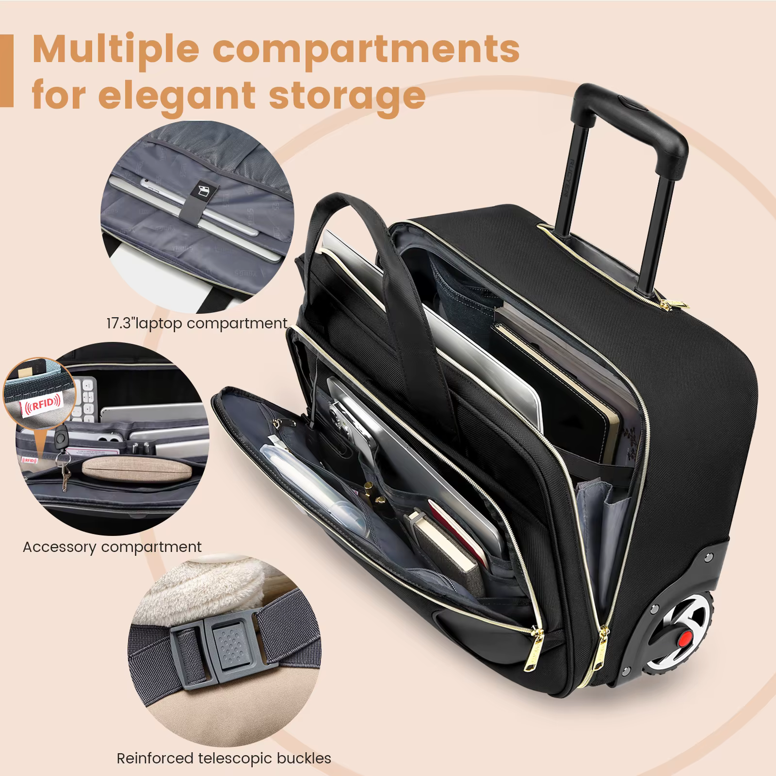 Maletín trolley impermeable para portátil de viaje - imagen 2