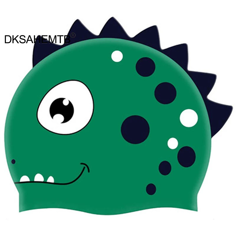 Gorro natación silicona dinosaurio – Elástico resistencia agua adultos niños - imagen 3