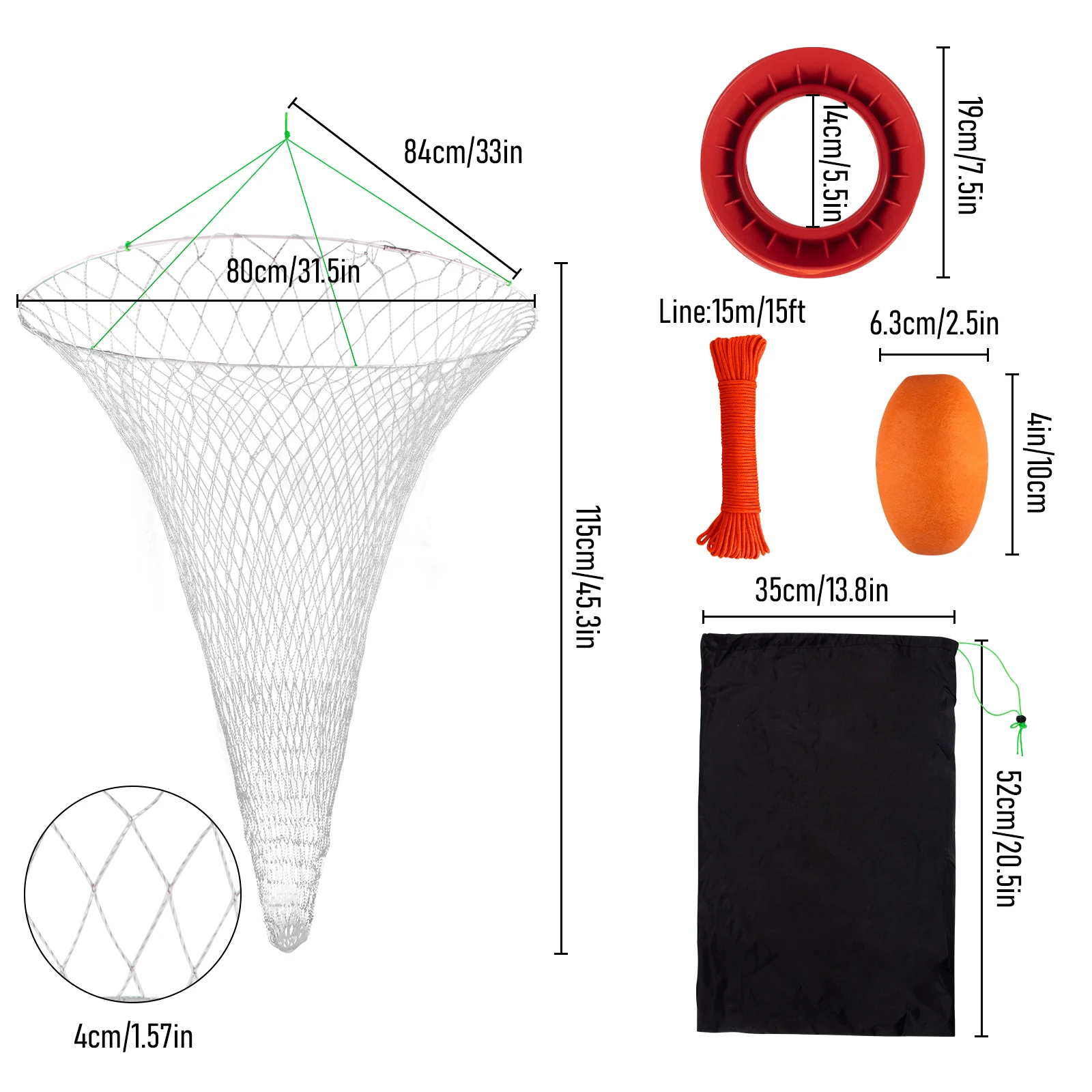 Red plegable Pier con carrete de mano para captura en agua salada y dulce - imagen 3