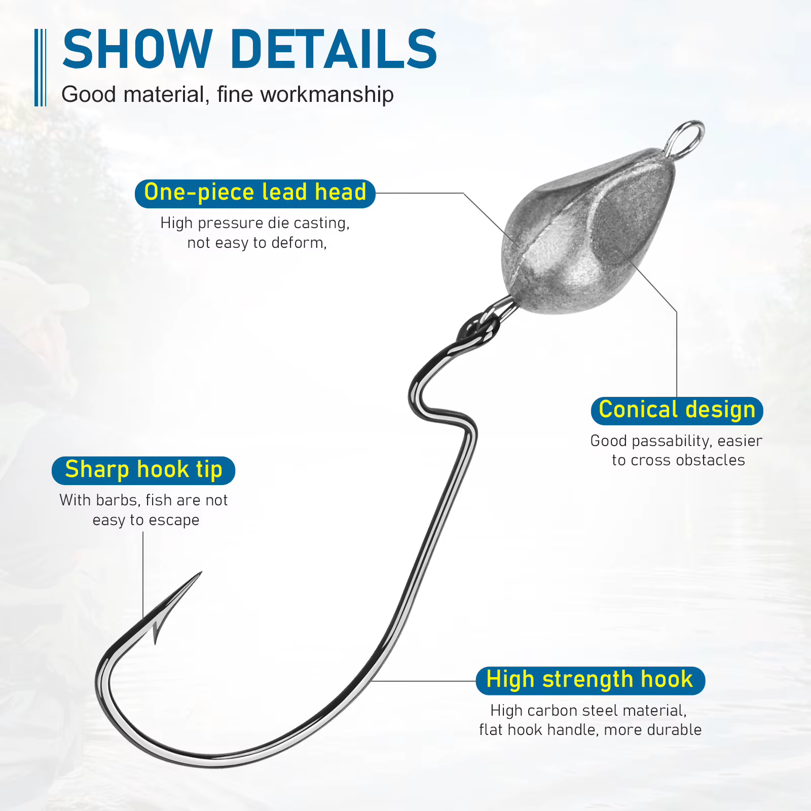 Kit Jig Head con Anzuelos y Vinilos – Cebo Blando para Pesca Deportiva - imagen 4