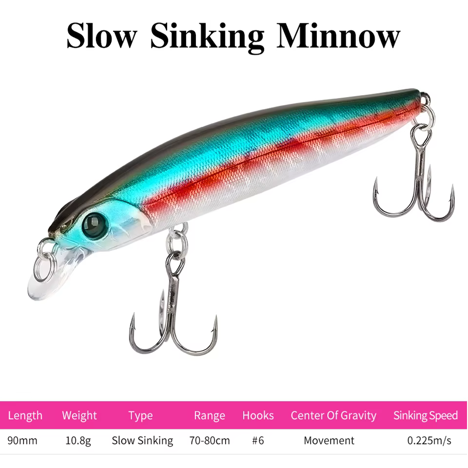 TSURINOYA 90SS Minnow Jerkbait hundimiento lento 90mm - imagen 2