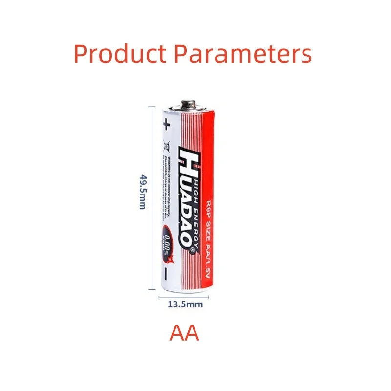 Detalle del formato AA de las pilas desechables WHITECRANE
