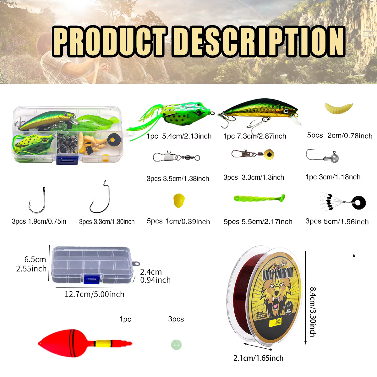 Kit pesca doble caña 1,8 m multifuncional con carretes y señuelos - imagen 3